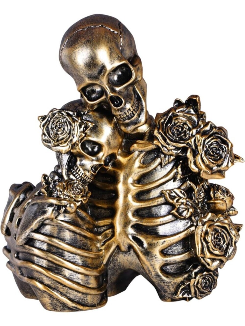 Brown Small Skeleton Couple Resin Figurines Gothic Shelf Mantel Halloween Décor
